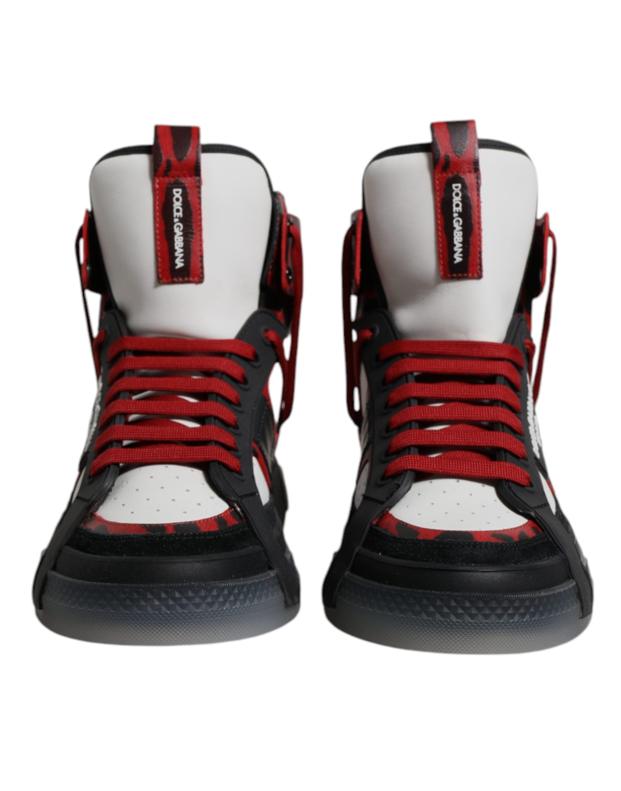 Mehrfarbige Leder-High-Top-Sneakers