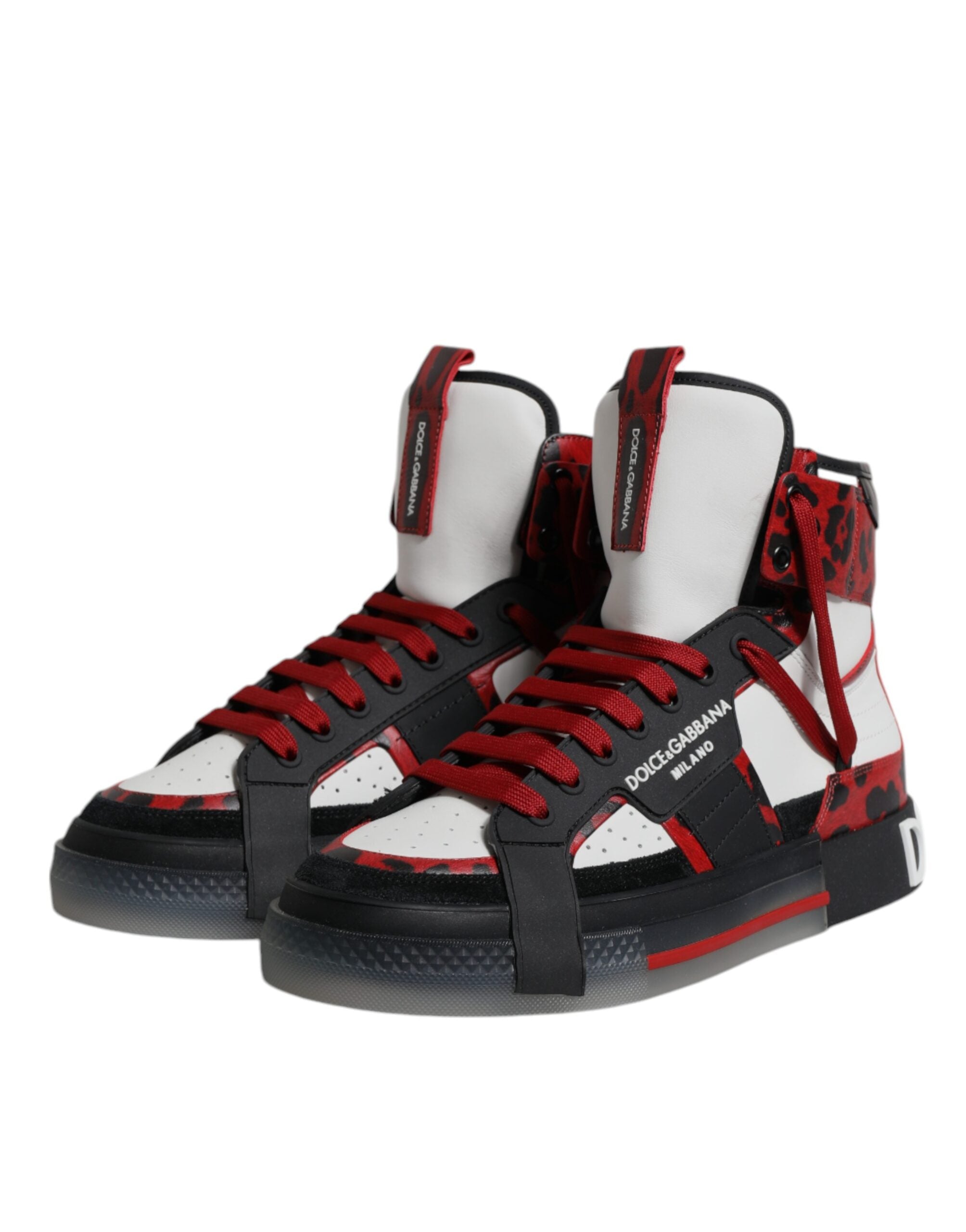 Mehrfarbige Leder-High-Top-Sneakers