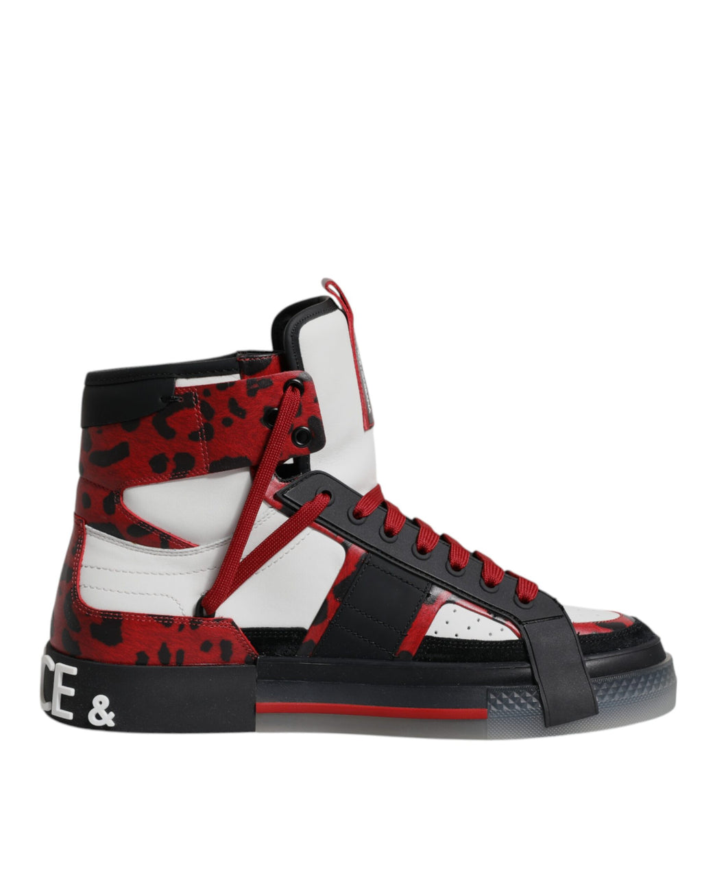 Mehrfarbige Leder-High-Top-Sneakers