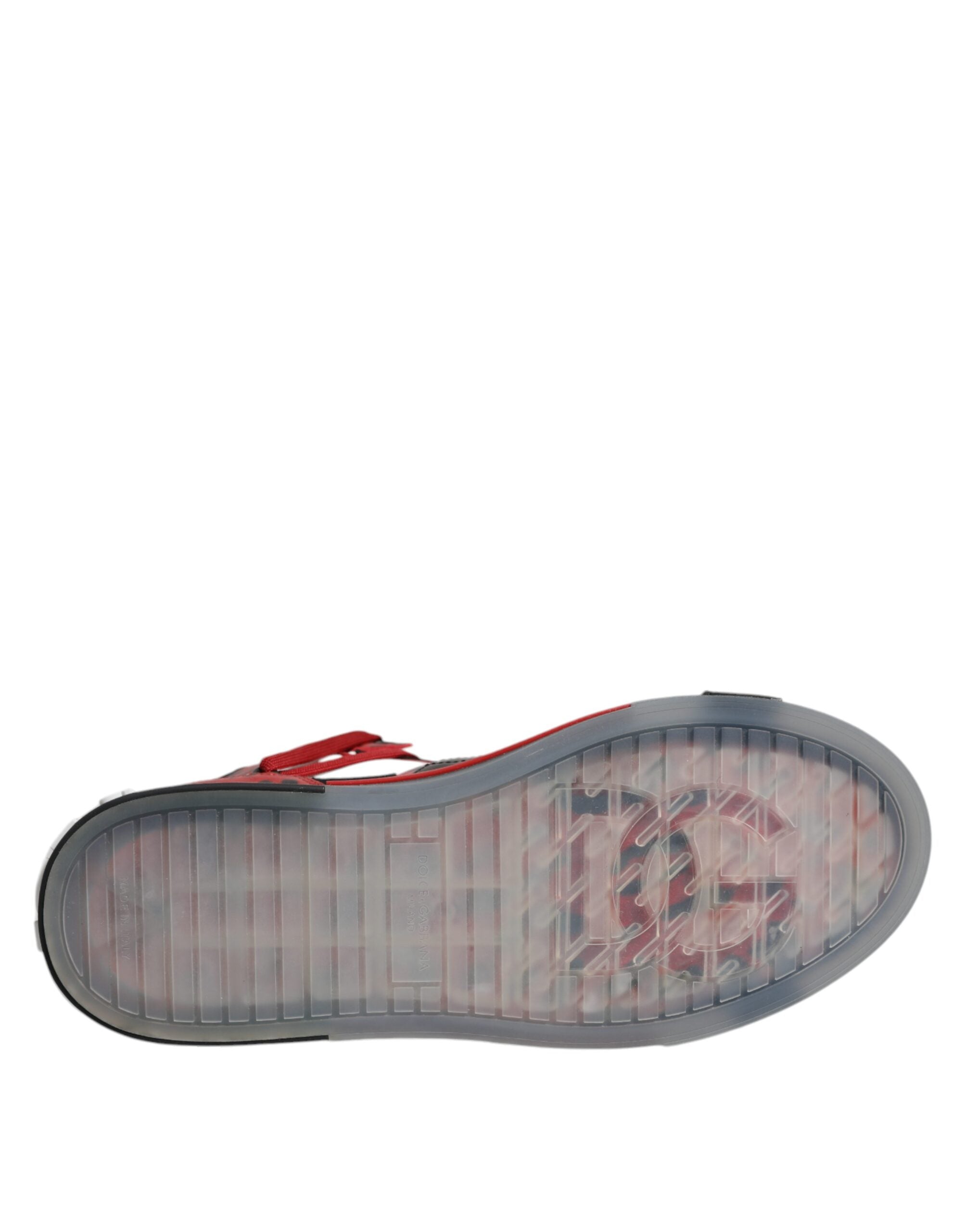 Mehrfarbige Leder-High-Top-Sneakers