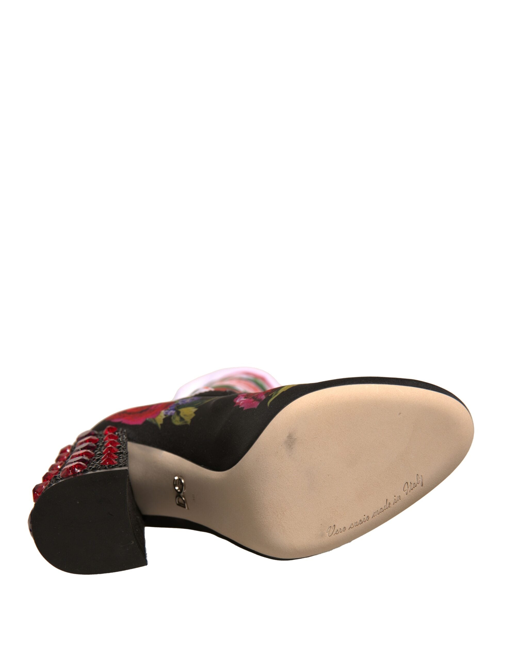 Schwarze Socken mit Blumenmuster Kristallstiefel Jersey-Schuhe