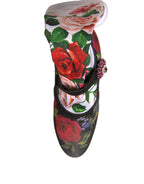 Schwarze Socken mit Blumenmuster Kristallstiefel Jersey-Schuhe
