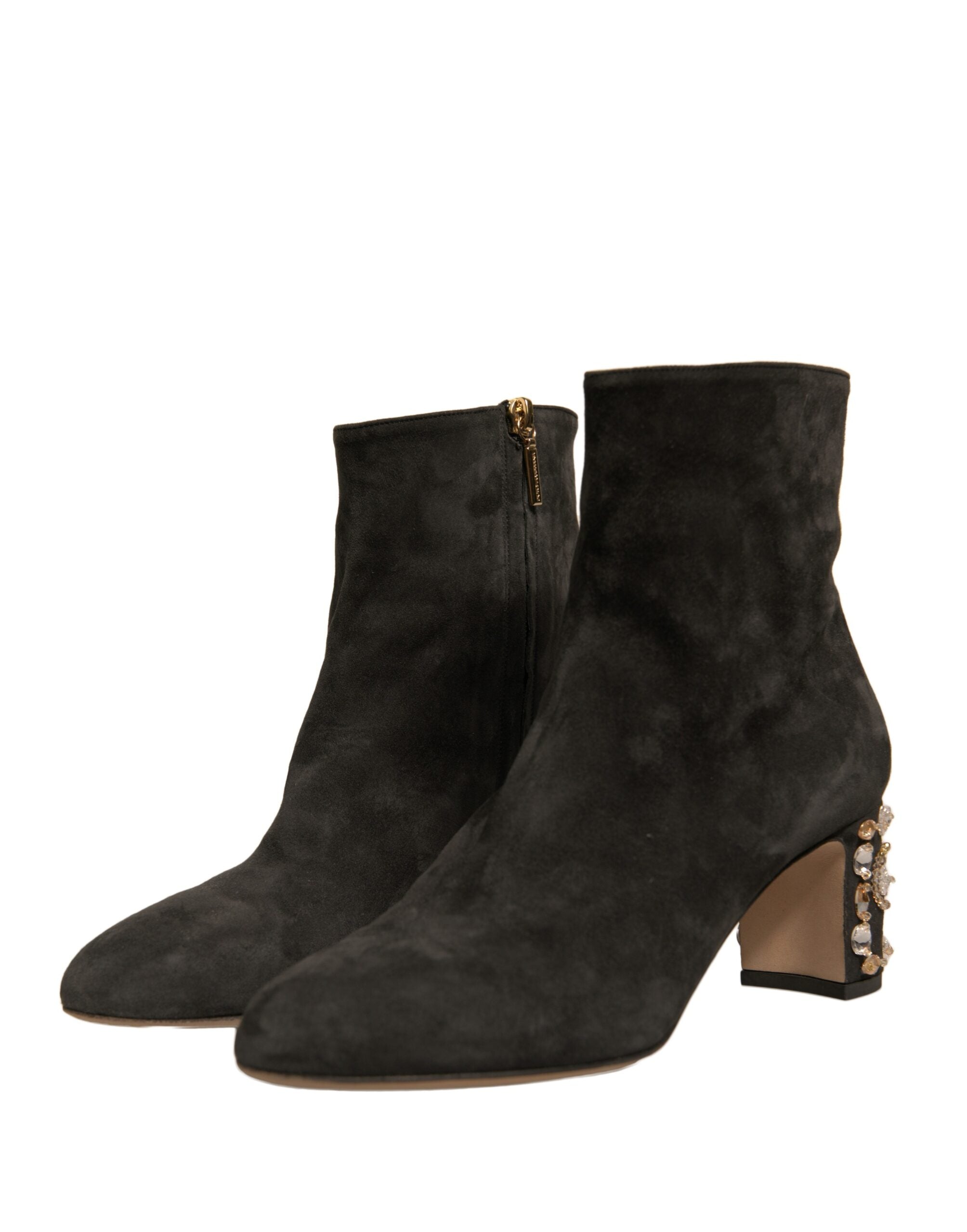 Schwarze verzierte Stiefeletten mit Absatz