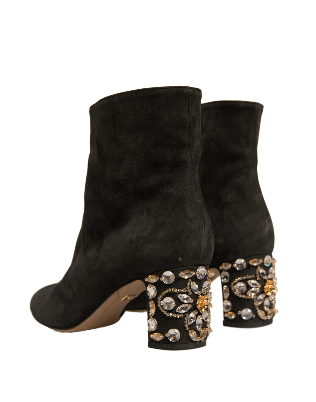 Schwarze verzierte Stiefeletten mit Absatz
