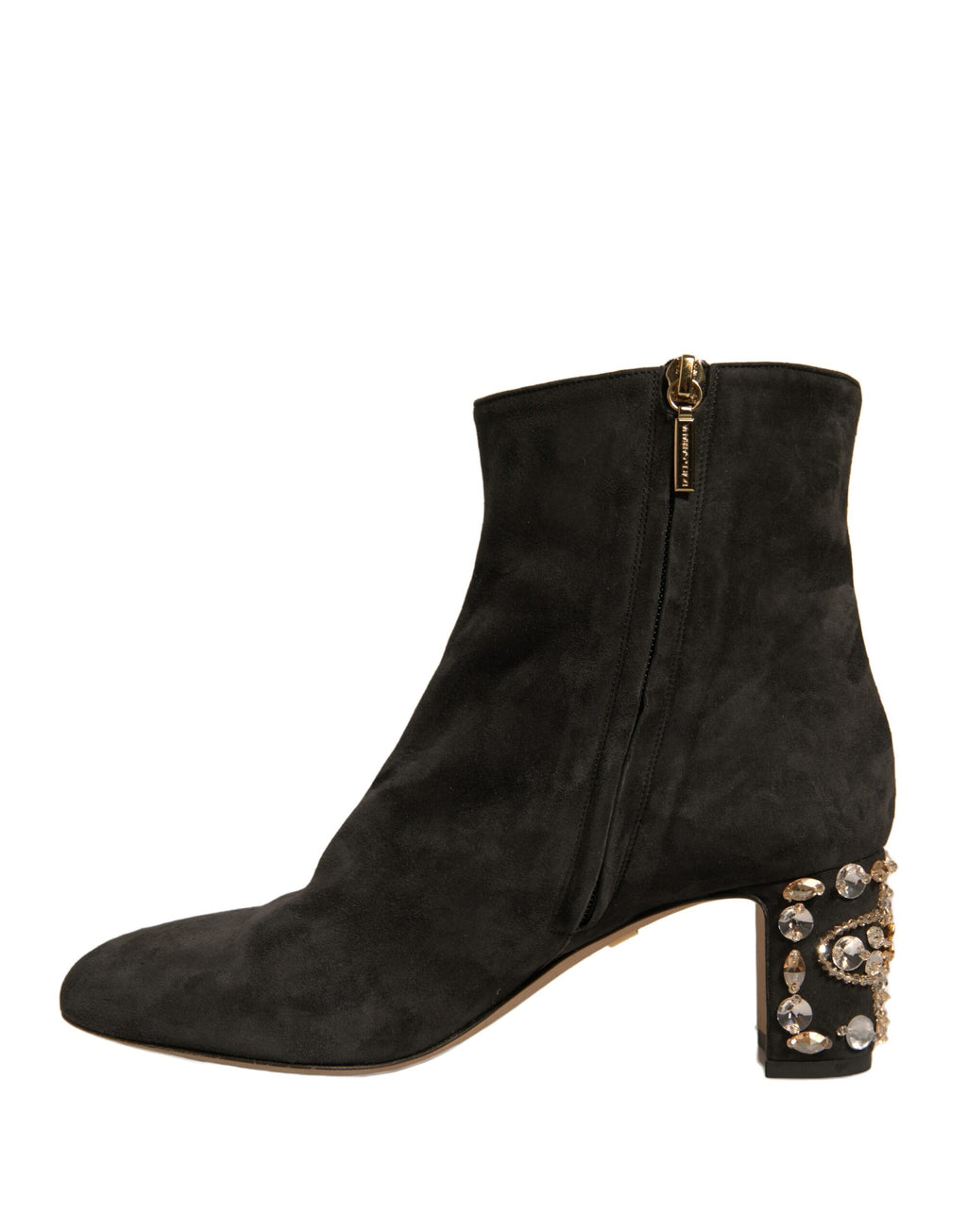 Schwarze verzierte Stiefeletten mit Absatz