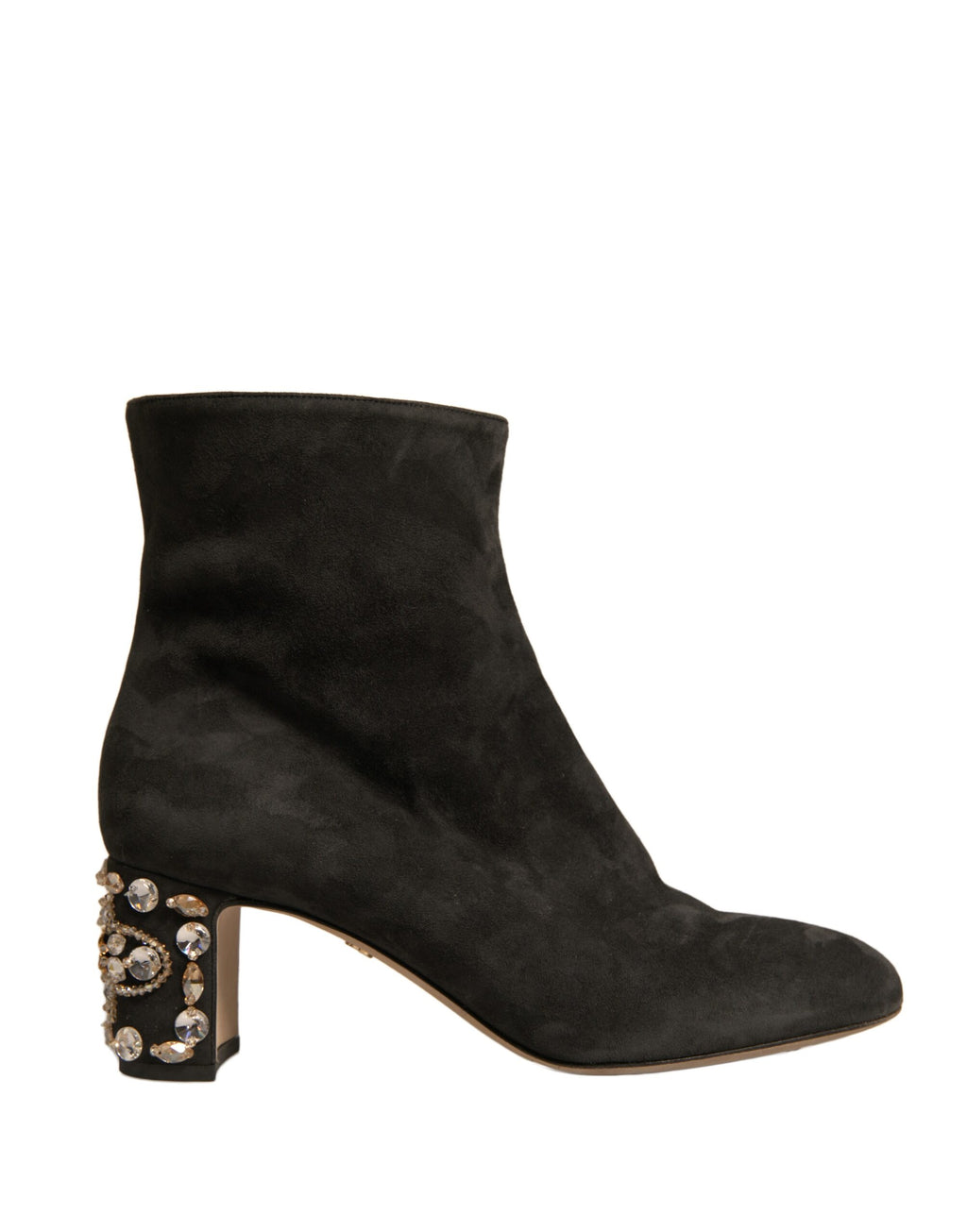 Schwarze verzierte Stiefeletten mit Absatz