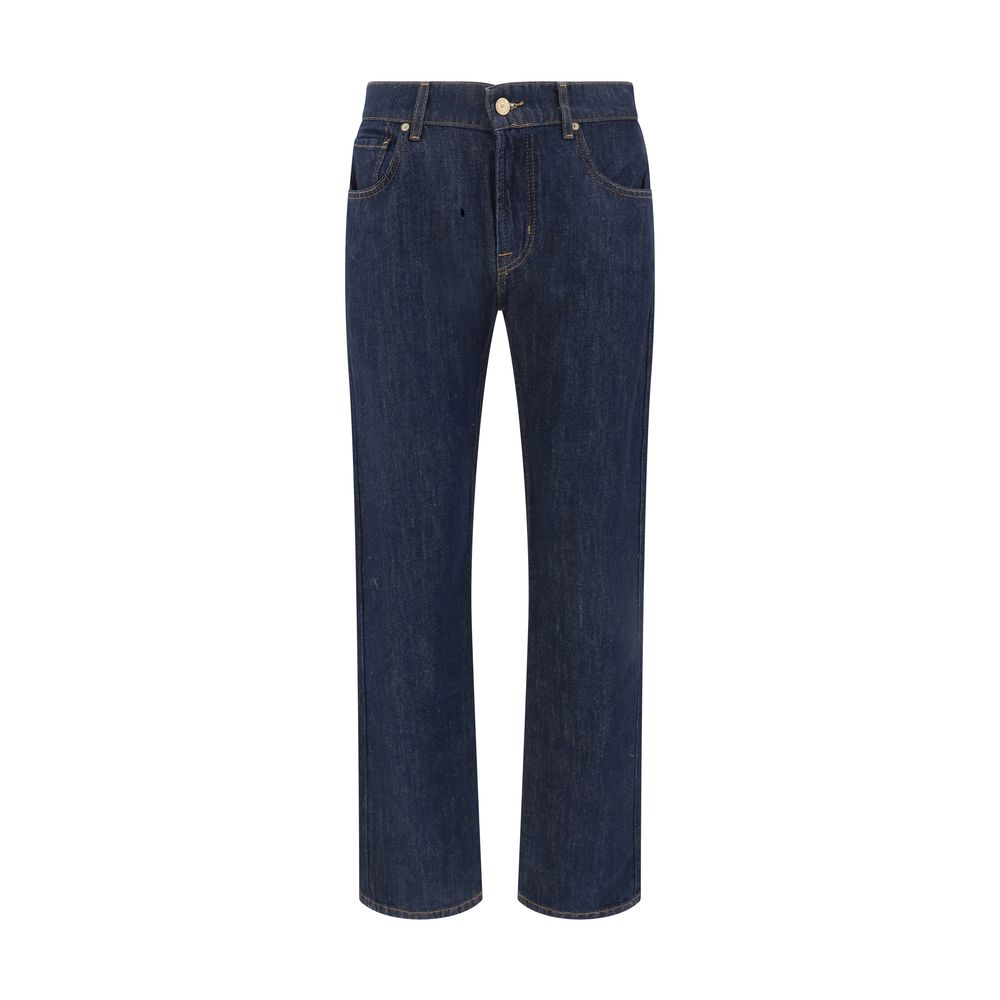 Blaue Baumwoll-Jeans mit geradem Bein
