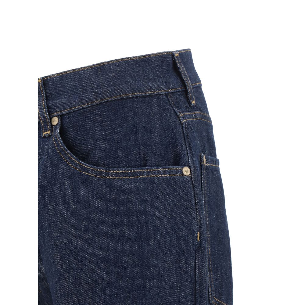 Blaue Baumwoll-Jeans mit geradem Bein