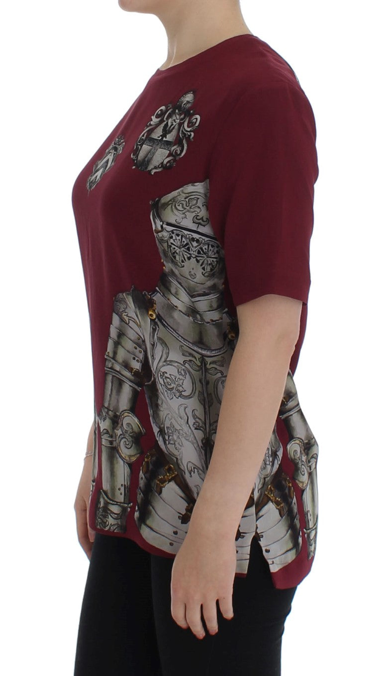 Rote Knight Bluse Seidenoberteil T-Shirt