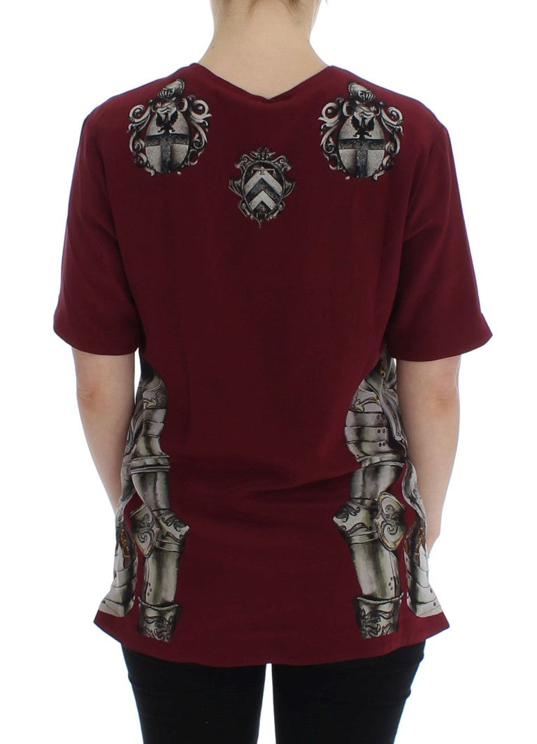 Rote Knight Bluse Seidenoberteil T-Shirt
