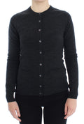Cardigan Sweater in Grey Wool with Buttons