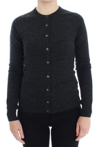Cardigan Sweater in Grey Wool with Buttons