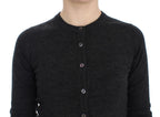 Cardigan Sweater in Grey Wool with Buttons