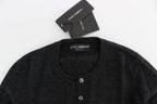Cardigan Sweater in Grey Wool with Buttons