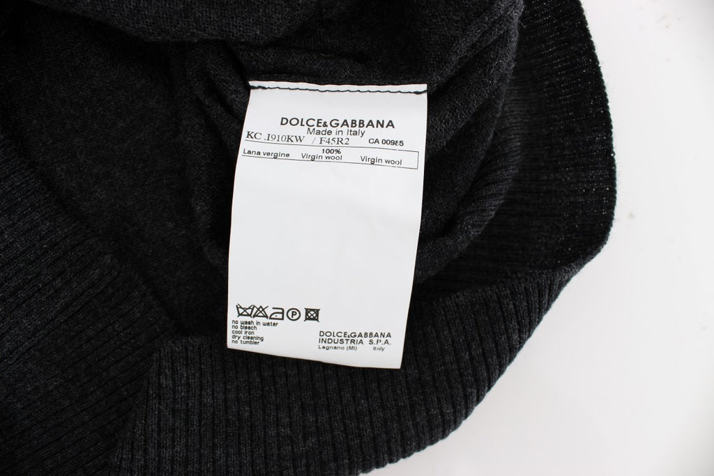 Cardigan Sweater in Grey Wool with Buttons