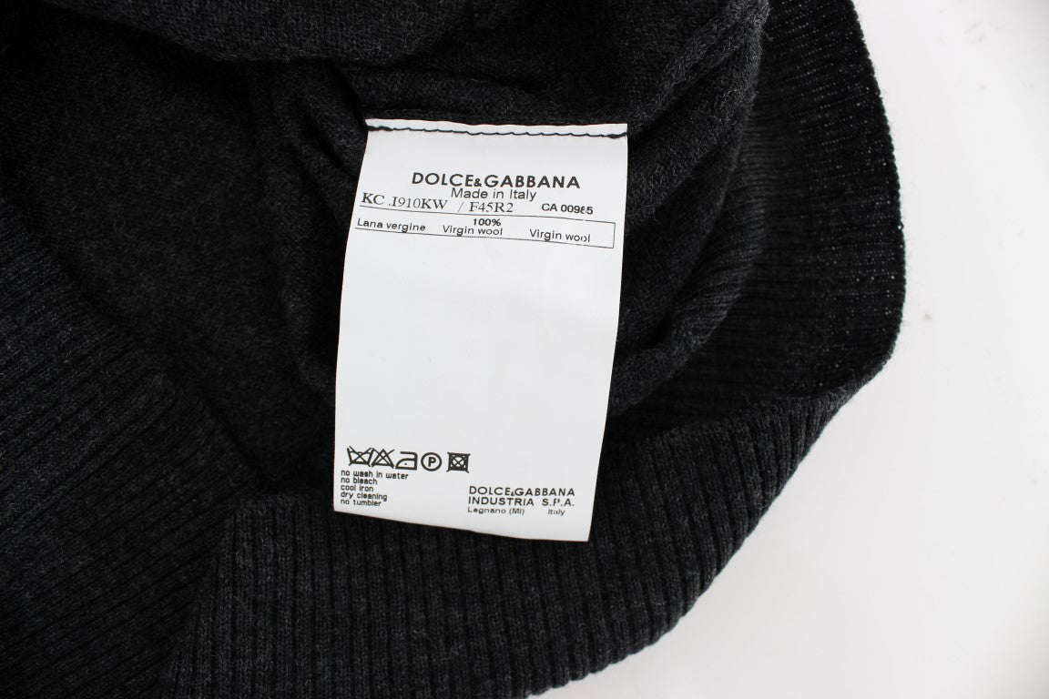 Cardigan Sweater in Grey Wool with Buttons