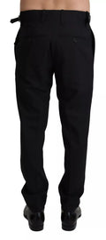 Schwarze Wollstretch-Anzughose