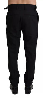 Schwarze Wollstretch-Anzughose
