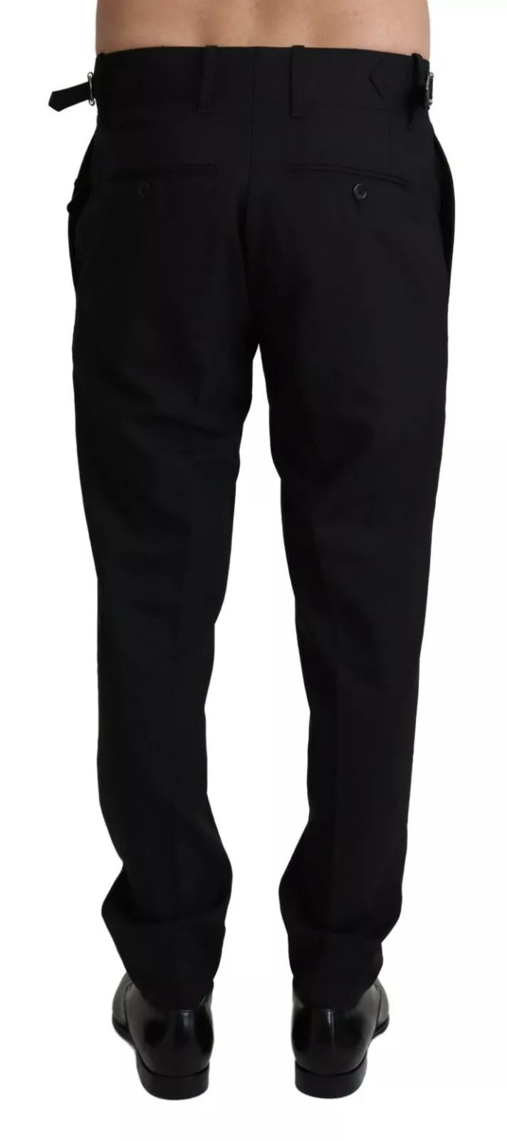Schwarze Wollstretch-Anzughose