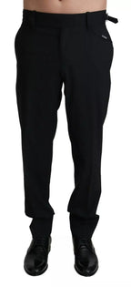 Schwarze Wollstretch-Anzughose