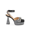 Sandaletten aus schwarzem Leder mit Stilettoabsatz
