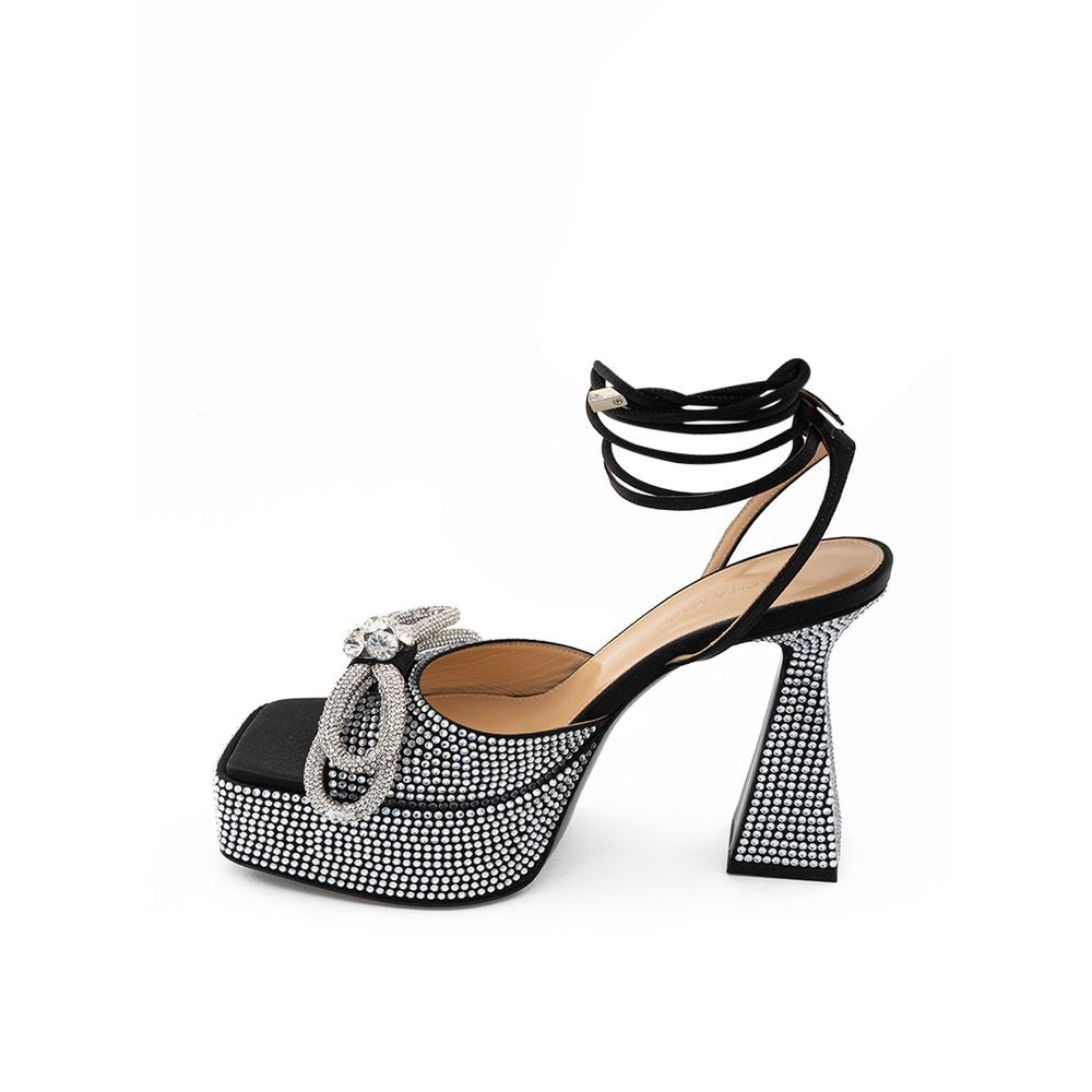Sandaletten aus schwarzem Leder mit Stilettoabsatz