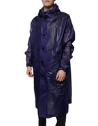 Dunkelblaue Herren-Regenjacke aus Baumwolle mit Kapuze