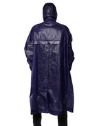 Dunkelblaue Herren-Regenjacke aus Baumwolle mit Kapuze