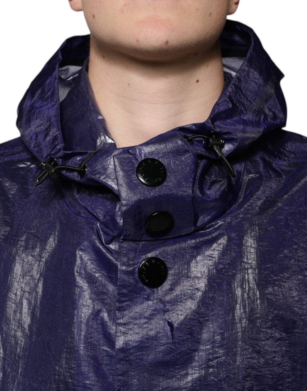 Dunkelblaue Herren-Regenjacke aus Baumwolle mit Kapuze