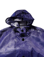 Dunkelblaue Herren-Regenjacke aus Baumwolle mit Kapuze