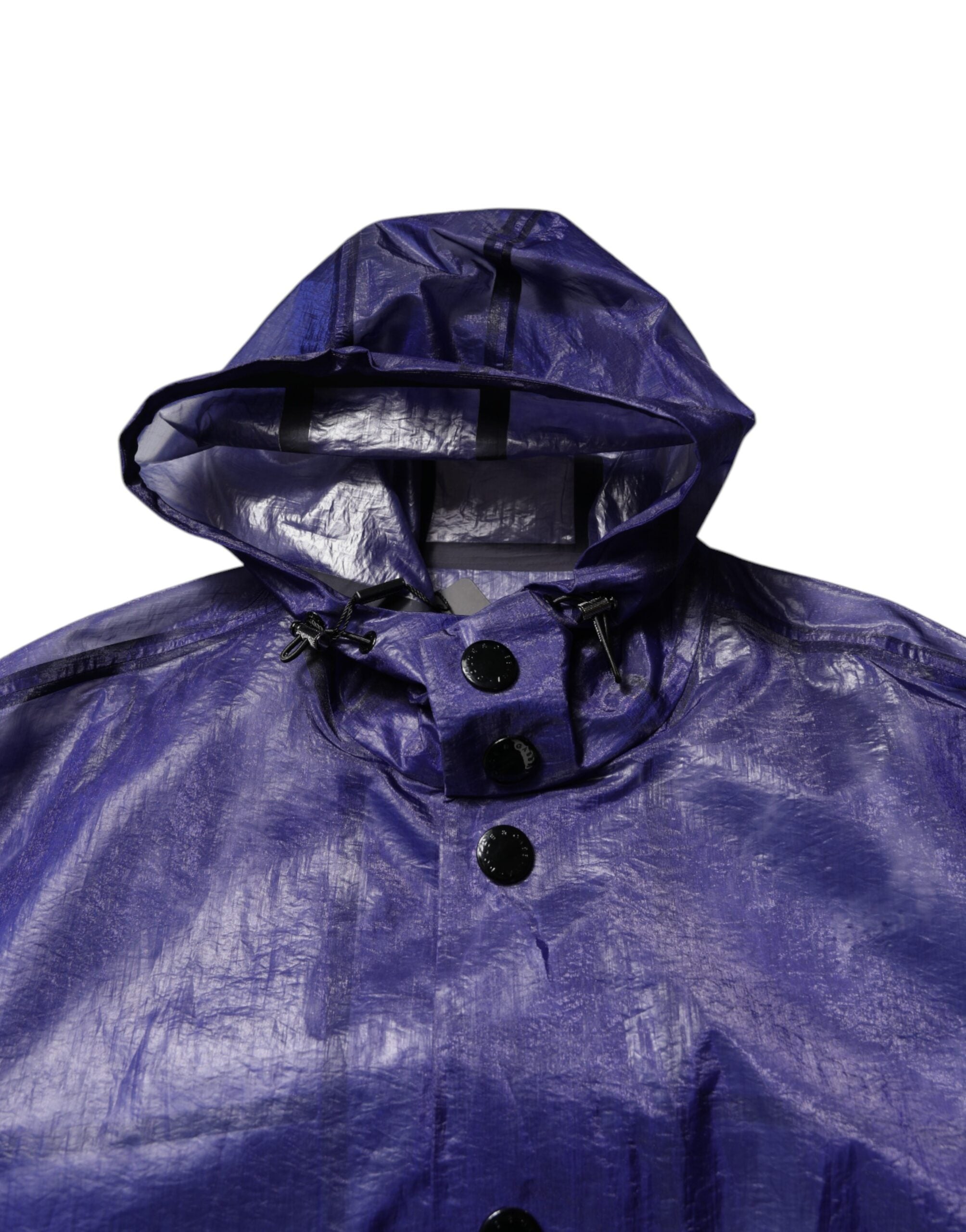 Dunkelblaue Herren-Regenjacke aus Baumwolle mit Kapuze