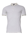 Weißes Baumwoll-Polo-T-Shirt mit Tupfen und Kragen