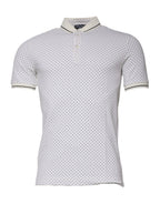 Weißes Baumwoll-Polo-T-Shirt mit Tupfen und Kragen