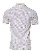 Weißes Baumwoll-Polo-T-Shirt mit Tupfen und Kragen