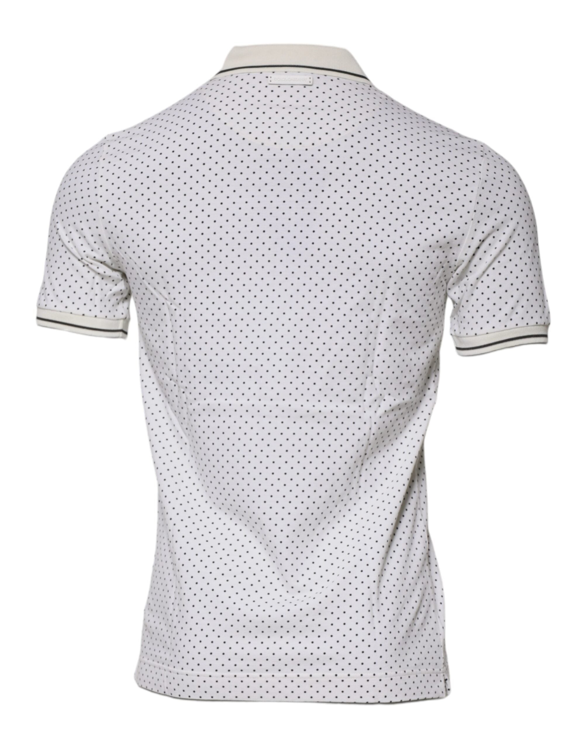 Weißes Baumwoll-Polo-T-Shirt mit Tupfen und Kragen