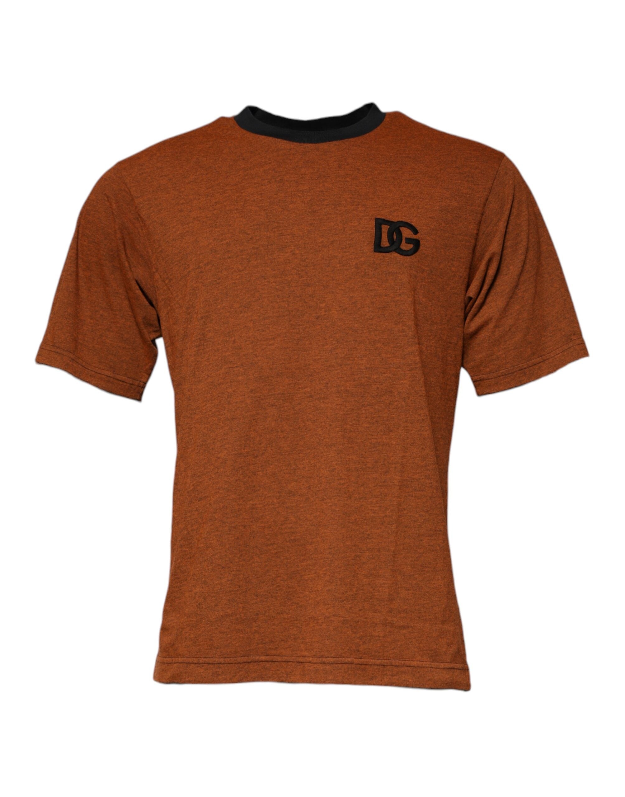 Braunes DG Logo Polyester T-Shirt mit Rundhalsausschnitt