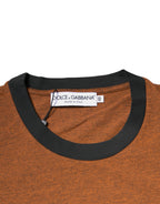 Braunes DG Logo Polyester T-Shirt mit Rundhalsausschnitt