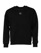 Schwarzes Logo Nieten Pullover Sweatshirt