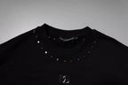 Schwarzes Logo Nieten Pullover Sweatshirt