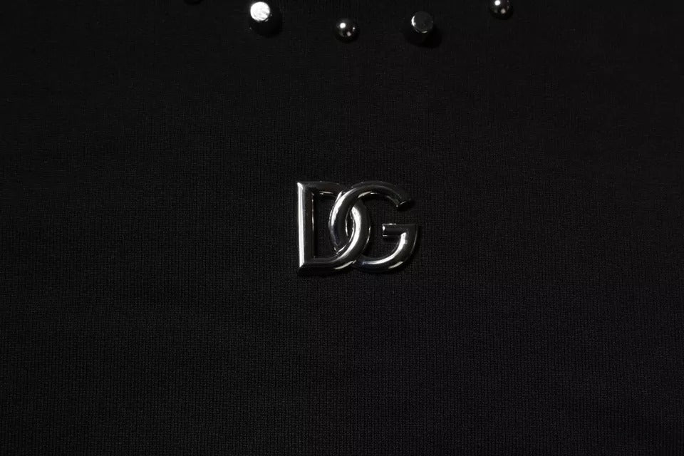 Schwarzes Logo Nieten Pullover Sweatshirt