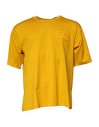 Dunkelgelbes Logo Baumwolle Herren Rundhals-T-Shirt