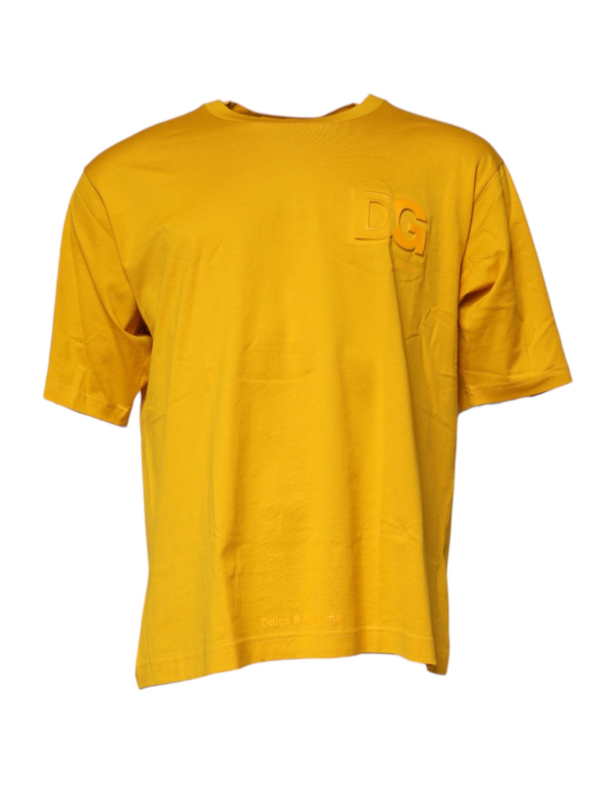 Dunkelgelbes Logo Baumwolle Herren Rundhals-T-Shirt