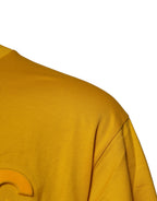Dunkelgelbes Logo Baumwolle Herren Rundhals-T-Shirt