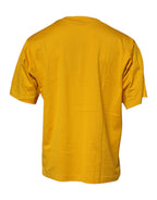 Dunkelgelbes Logo Baumwolle Herren Rundhals-T-Shirt