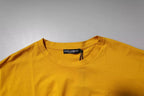 Dunkelgelbes Logo Baumwolle Herren Rundhals-T-Shirt