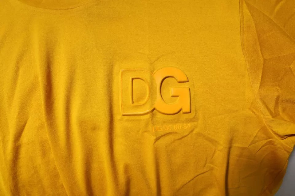 Dunkelgelbes Logo Baumwolle Herren Rundhals-T-Shirt
