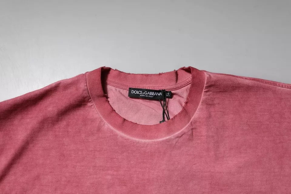 Rosa T-Shirt mit Rundhalsausschnitt und Logo-Print aus Baumwolle