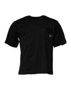 T-Shirt aus Baumwolle mit Rundhalsausschnitt und schwarzem Logo-Patch
