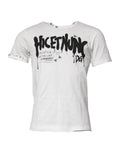 Weißes Baumwoll-T-Shirt mit Grafikprint und Rundhalsausschnitt