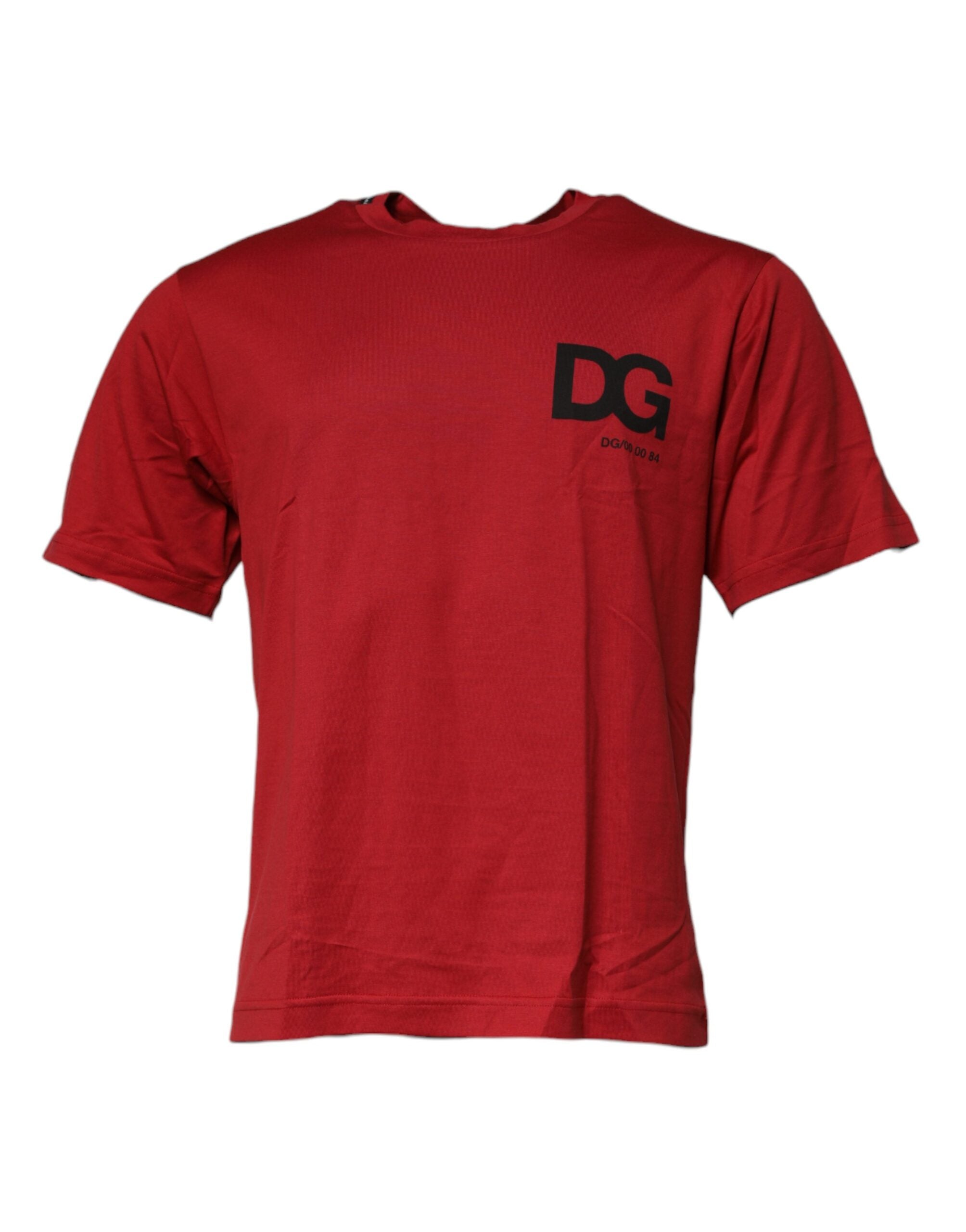 Rotes Baumwoll-T-Shirt mit Rundhalsausschnitt und DG-Logo